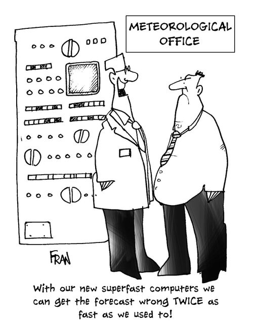 With our new superfast computers we can get the forecast wrong TWICE as fast as we used to...MET OFFICE