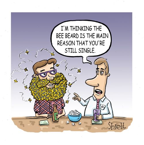 'I'm thinking the bee beard is the main reson that you're still single' 