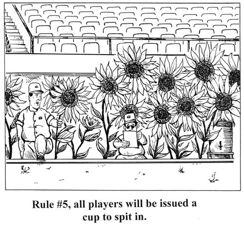 'Rule #5, all players will be issued a cup to spit in.'
