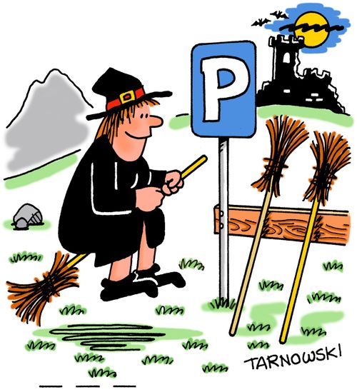 Parking spaces for broomsticks.