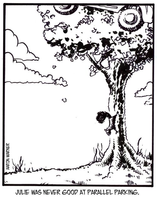 Julie was never good at parallel parking. 