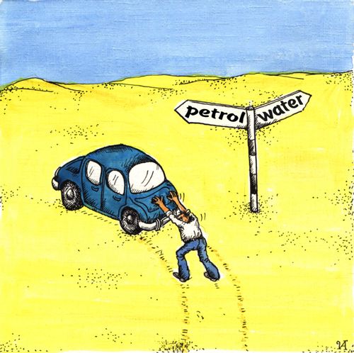 Signpost for petrol in the Desert
