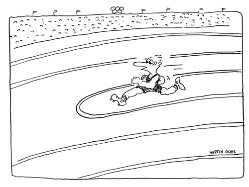 Track runner running out  of track