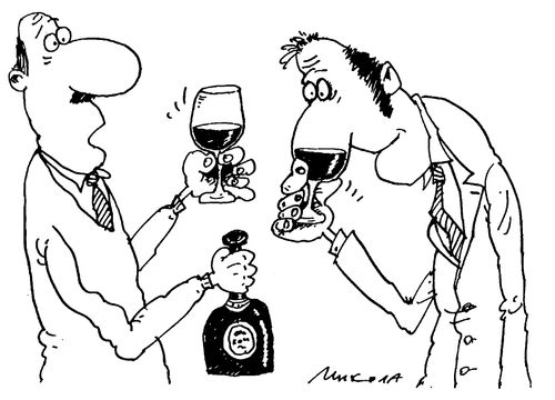 Wine tasters nose and wine glass become one and the same