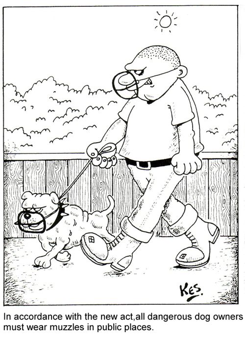 In accordance with the new act, all dangerous dog owners must wear muzzles in public places.
