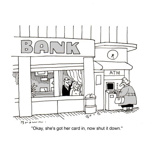 'Okay, she's got her card in, now shut it down.'