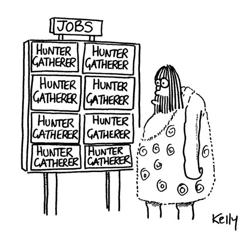 Caveman at job centre.
