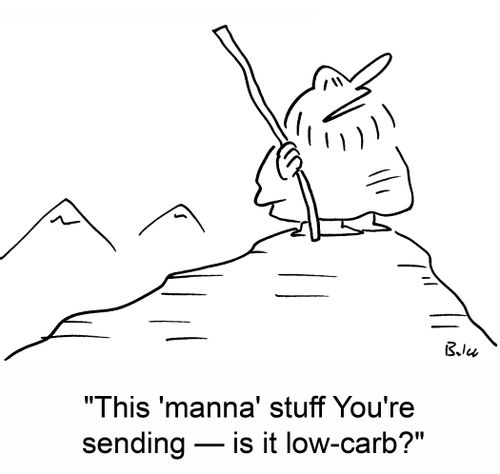 'This 'manna' stuff You're sending -- is it low-carb?'
