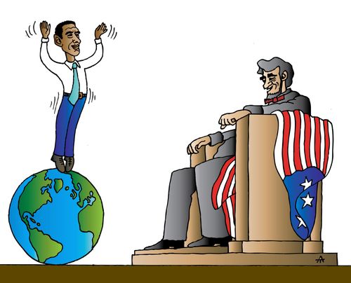 Barak Obama on the Globe