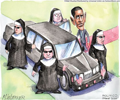 Barack Obama and his nun security team.