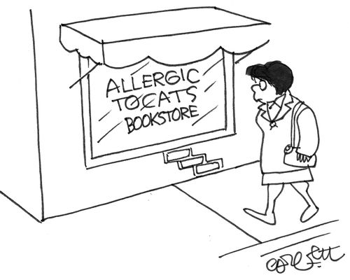 Allergic to cats bookstore.