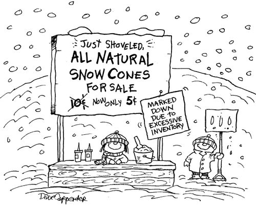 "All natural snow cones for sale."