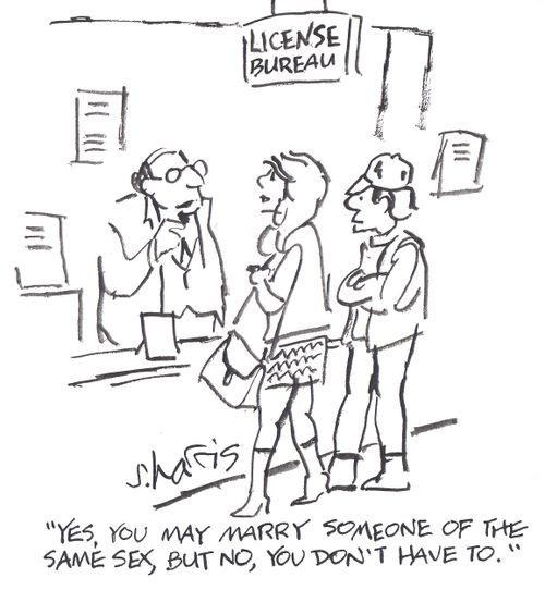 'Yes, you may marry someone of the same sex, but no, you don't have to.'