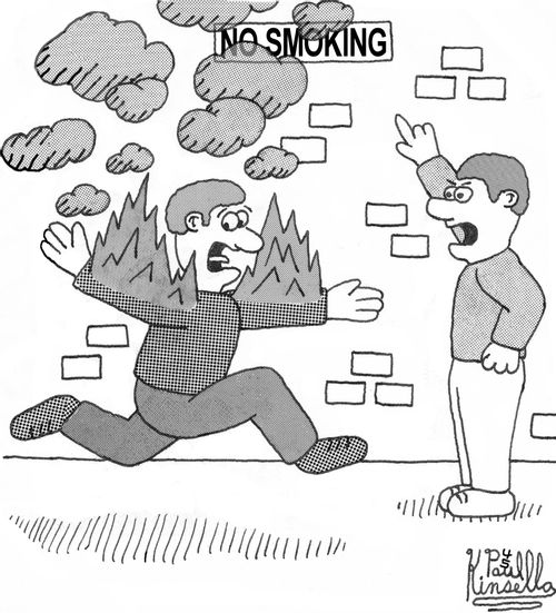 No Smoking (even people on fire are expected to follow no smoking rules now!)