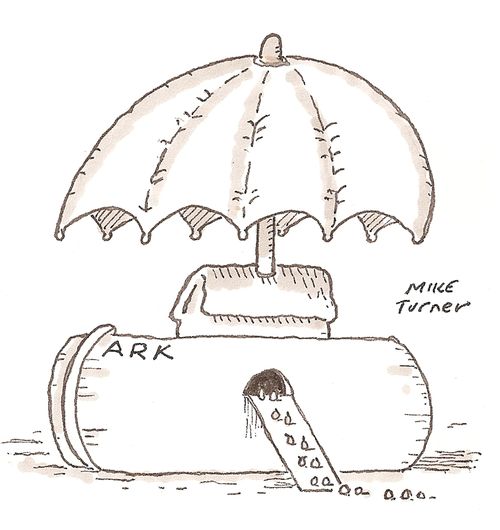 Ark under giant brolly.