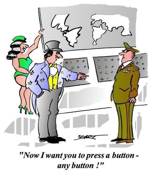 'Now I want you to press a button - any button!'