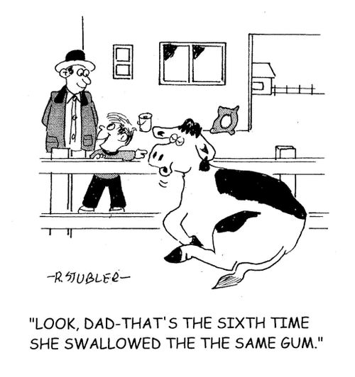 'Look, Dad - that's the sixth time she swallowed the same gum.'
