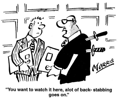 You want to watch it here, a lot of back-stabbing goes on.
