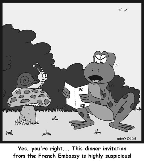 'Yes, you're right... This dinner invitation from the French Embassy is highly suspicious!'