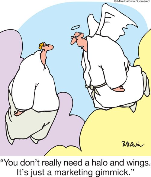 'You don't really need a halo and wings. It's just a marketing gimmick.'