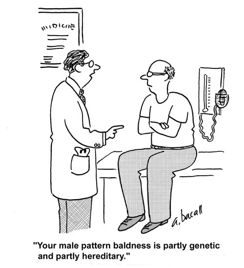 Your male pattern baldness is partly genetic and partly hereditary.