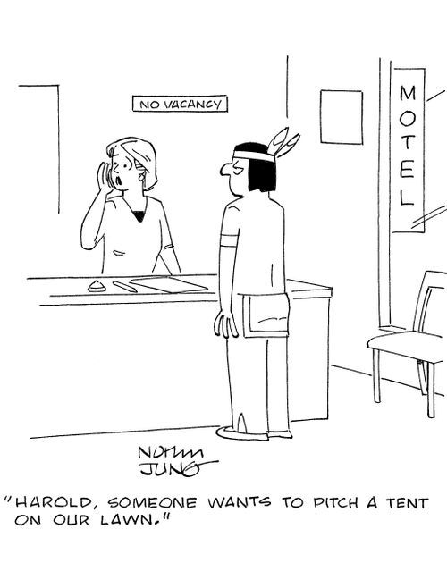 'Harold, someone wants to pitch a tent on our lawn.'