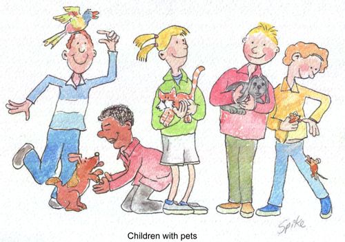 Children with pets.