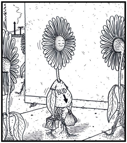  An expecting Flower wearing a 'Baby here, arrow t-shirt' saying BUD