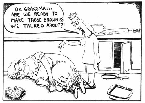 'Ok Grandma...Are we ready to make those brownies we talked about?' 