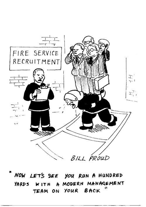 "Now let's see you run a hundred yards with a modern management team on your back."