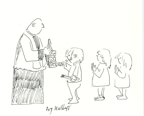 Boy taking a plate to Communion.
