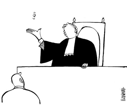Judge flipping a coin.