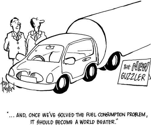 '...and, once we've solved the fuel consumption problem, it should become a world beater.'