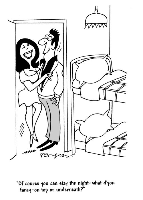 'Of course you can stay the night-what d'you fancy-on top or underneath?'