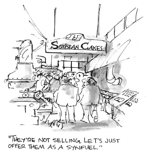 Soybean Cakes - 'They're not selling.  Let's just offer then as a Synfuel.'