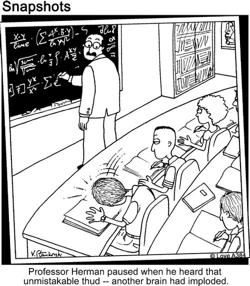 Professor Herman paused when he heard that unmistakable thud - another brain had imploded.