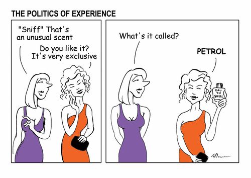 "What's that unusual scent?" - "It's exclusive, it's petrol."