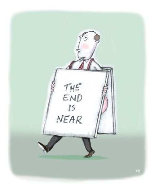 The end is near - well, at least for the sandwich board guy.