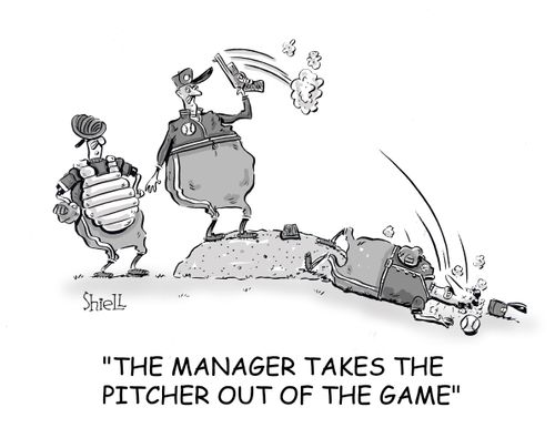 'The manager takes the pitcher out of the game'