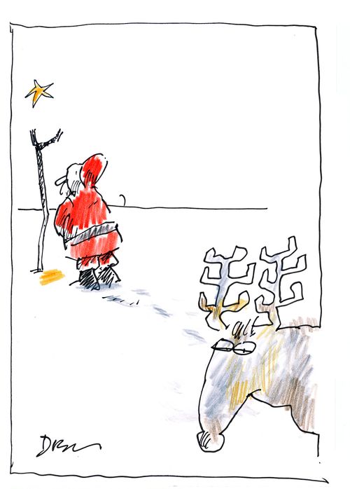 Santa stopping for the toilet.