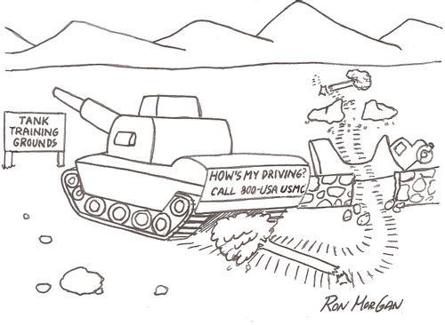 Sign on back of tank asks: How's My Driving?