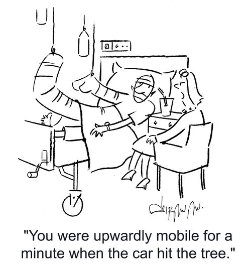 'You were upwardly mobile for a minute when the car hit the tree.'