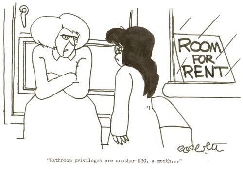 ROOM FOR RENT: 'Bathroom privileges are another $20. a month...'
