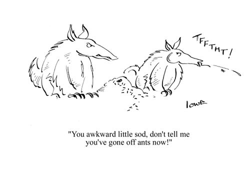 'You awkward little sod, don't tell me you've gone off ants now!'