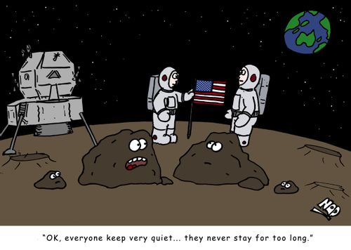 'Ok, everyone keep very quiet... they never stay for too long.'