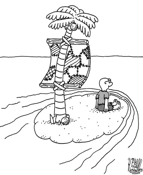 Island with sail.