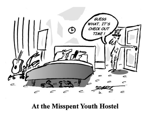 At the Misspent Youth Hostel.