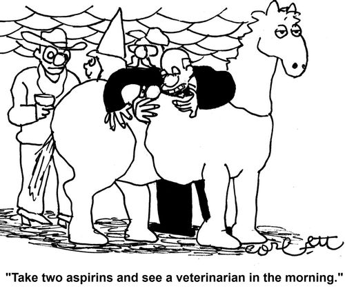 'Take two aspirins and see a veterinarian in the morning.'