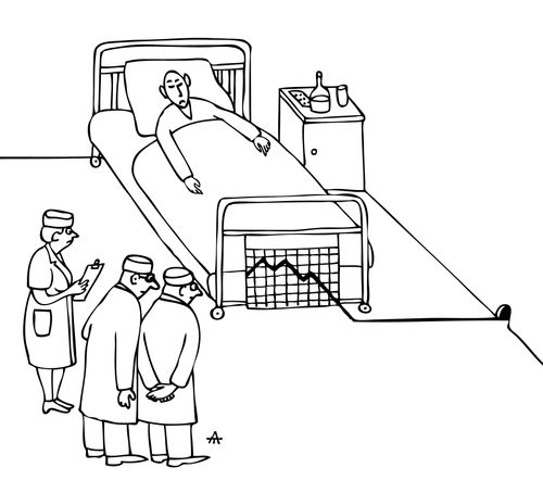A hospital chart is being dragged off down a mouse hole.