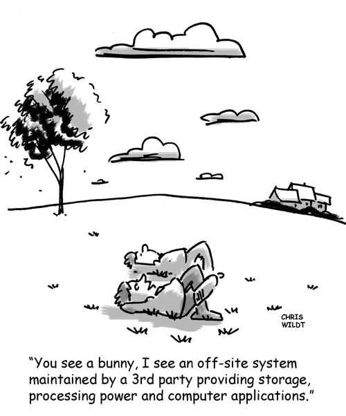 'You see a bunny, I see an off-site system maintained by a 3rd party providing storage, processing power and computer applications.'